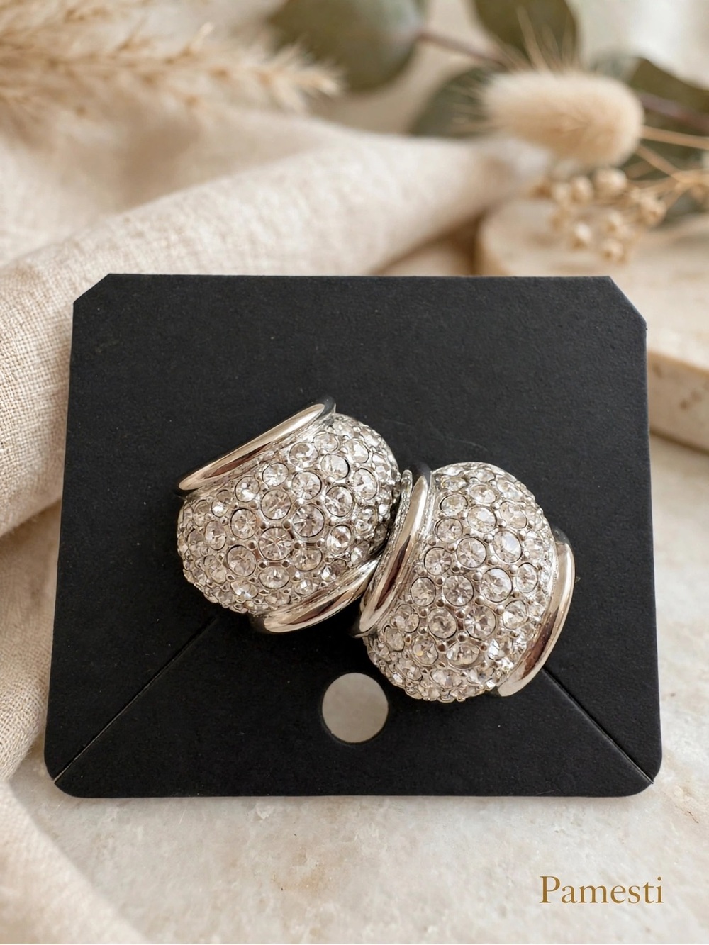 Silver Crystal Pave Statement Earrings